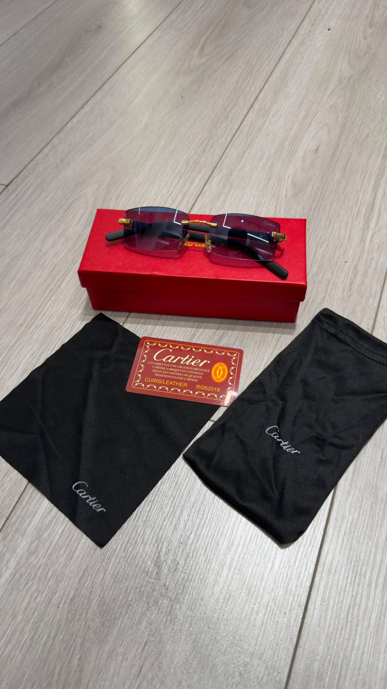 Cartier Rimless Γυαλιά Ηλίου με Μαύρους Φακούς