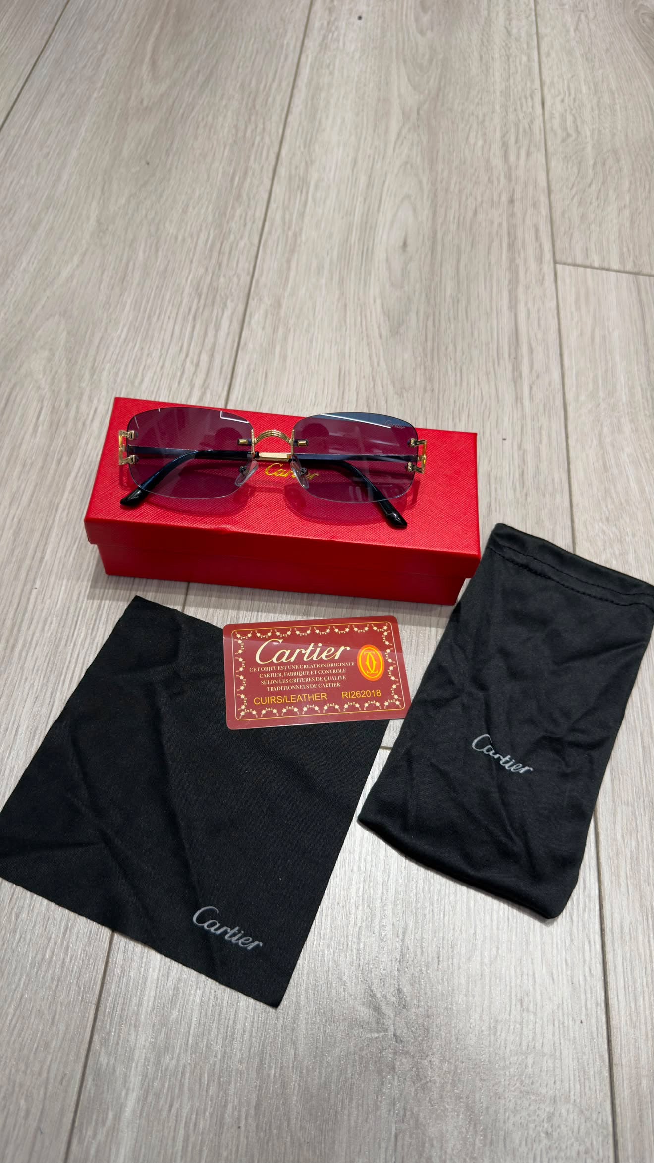 Cartier Rimless Γυαλιά Ηλίου με Μαύρους Φακούς