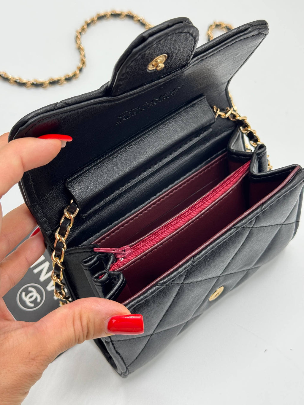 Chanel Mini Flap wallet on chain