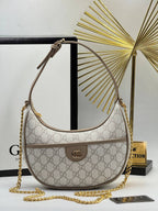 Gucci GG Half Moon Shoulder Bag - Beige