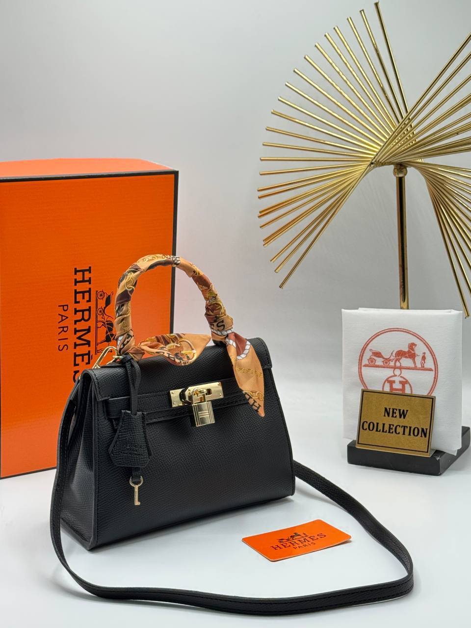 Hermès Mini Kelly Black Bag με Twilly – Μαυρη