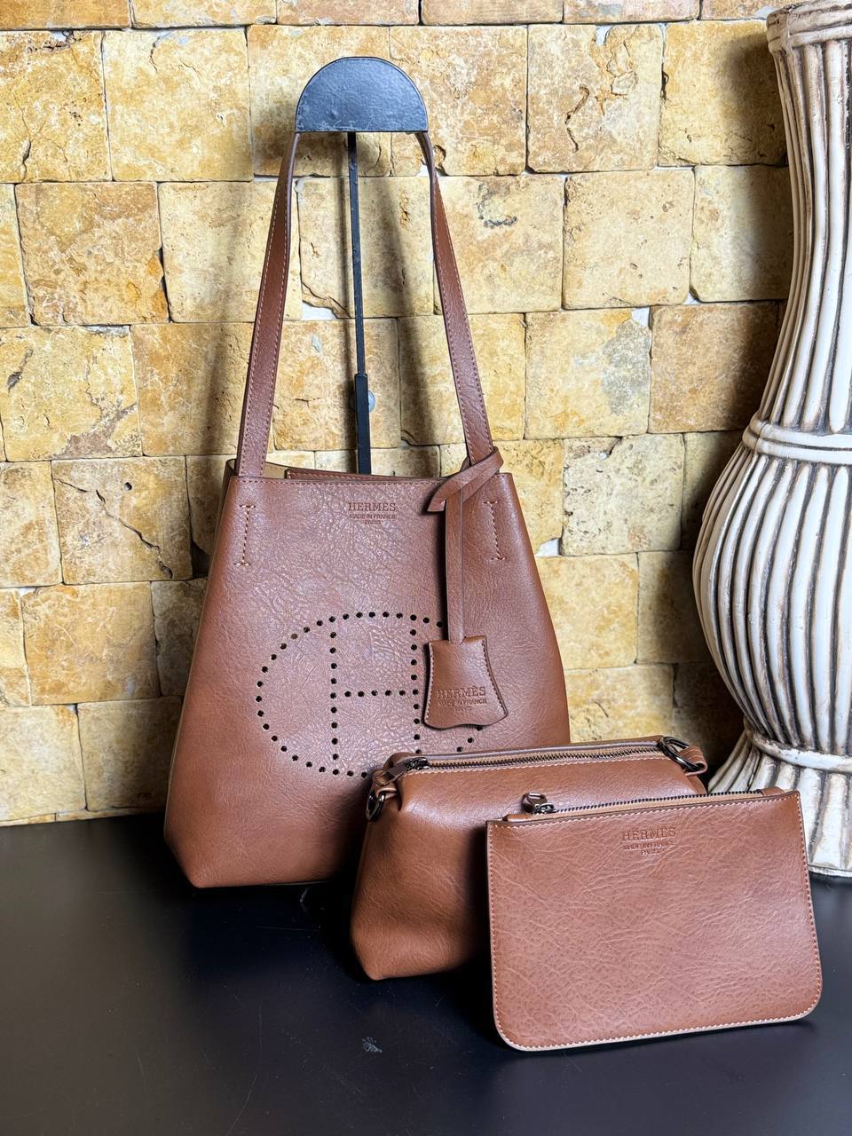Hermès Evelyne Τσάντα Ώμου με 2 Νεσεσέρ – Καφέ
