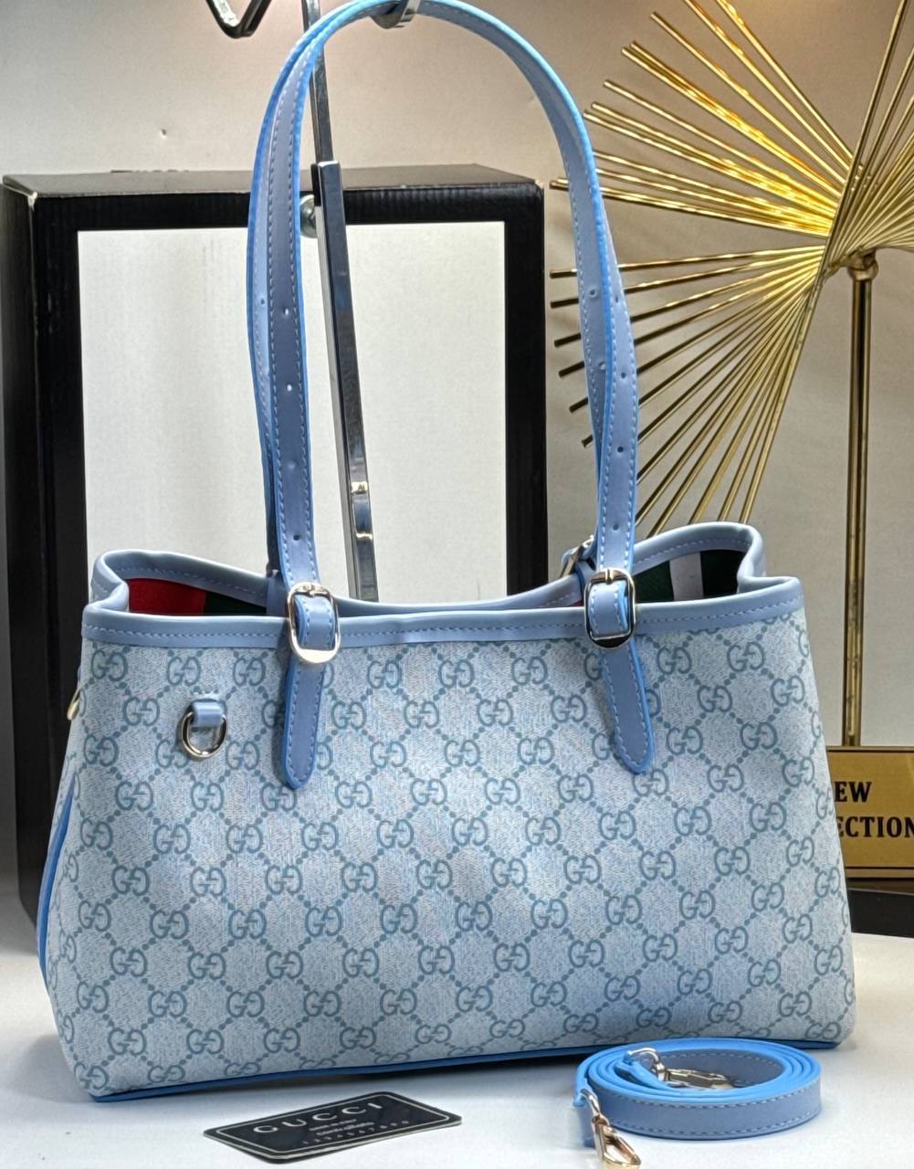 Gucci GG Emblem Medium Tote Bag Μπλέ