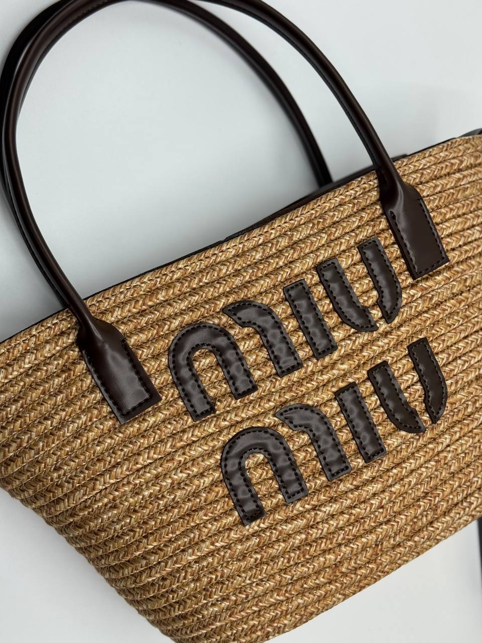 Miu Miu Ψάθινη Καλοκαιρινη Tote Bag Black