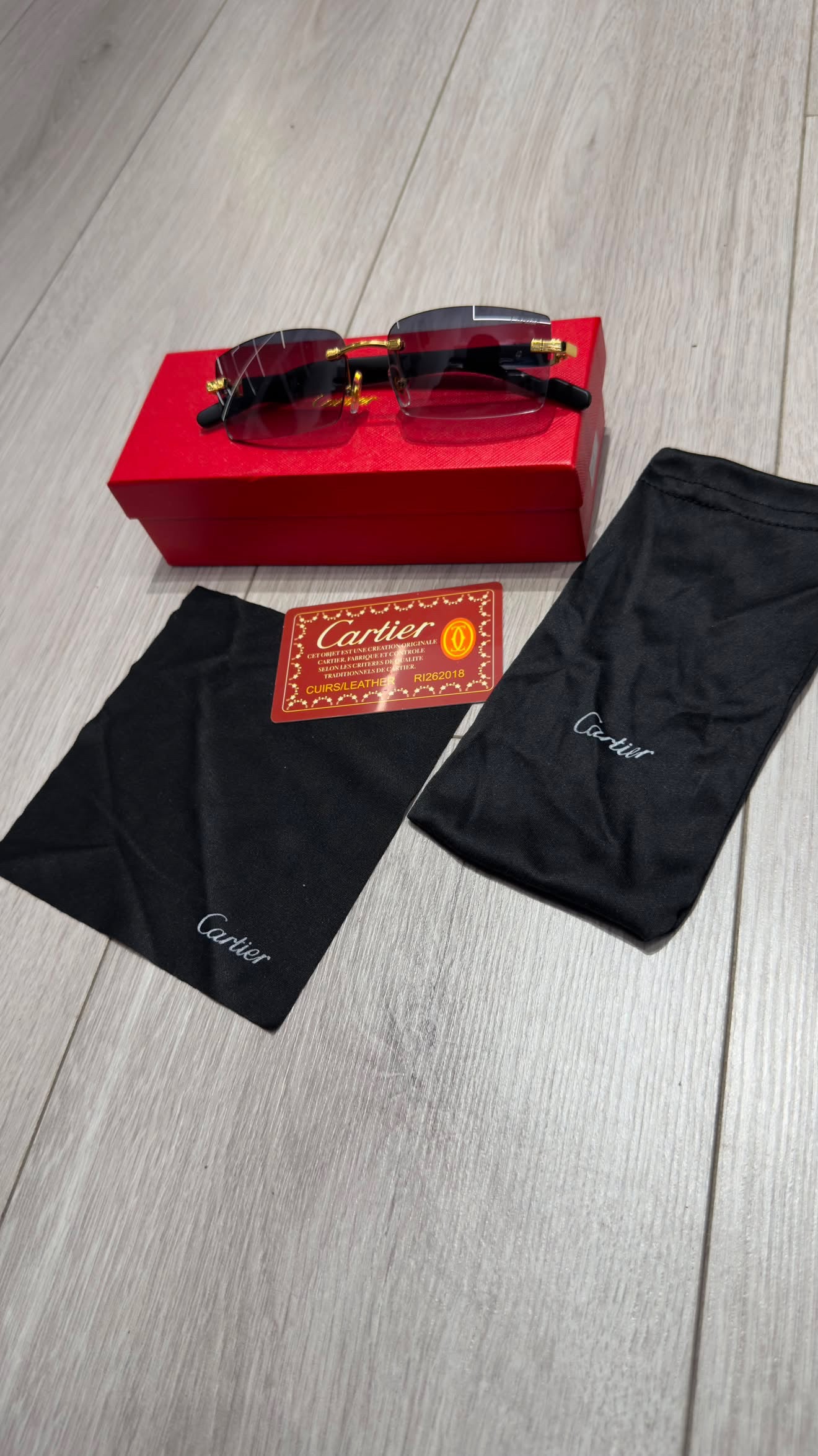 Cartier Rimless Γυαλιά Ηλίου με Μαύρους Φακούς