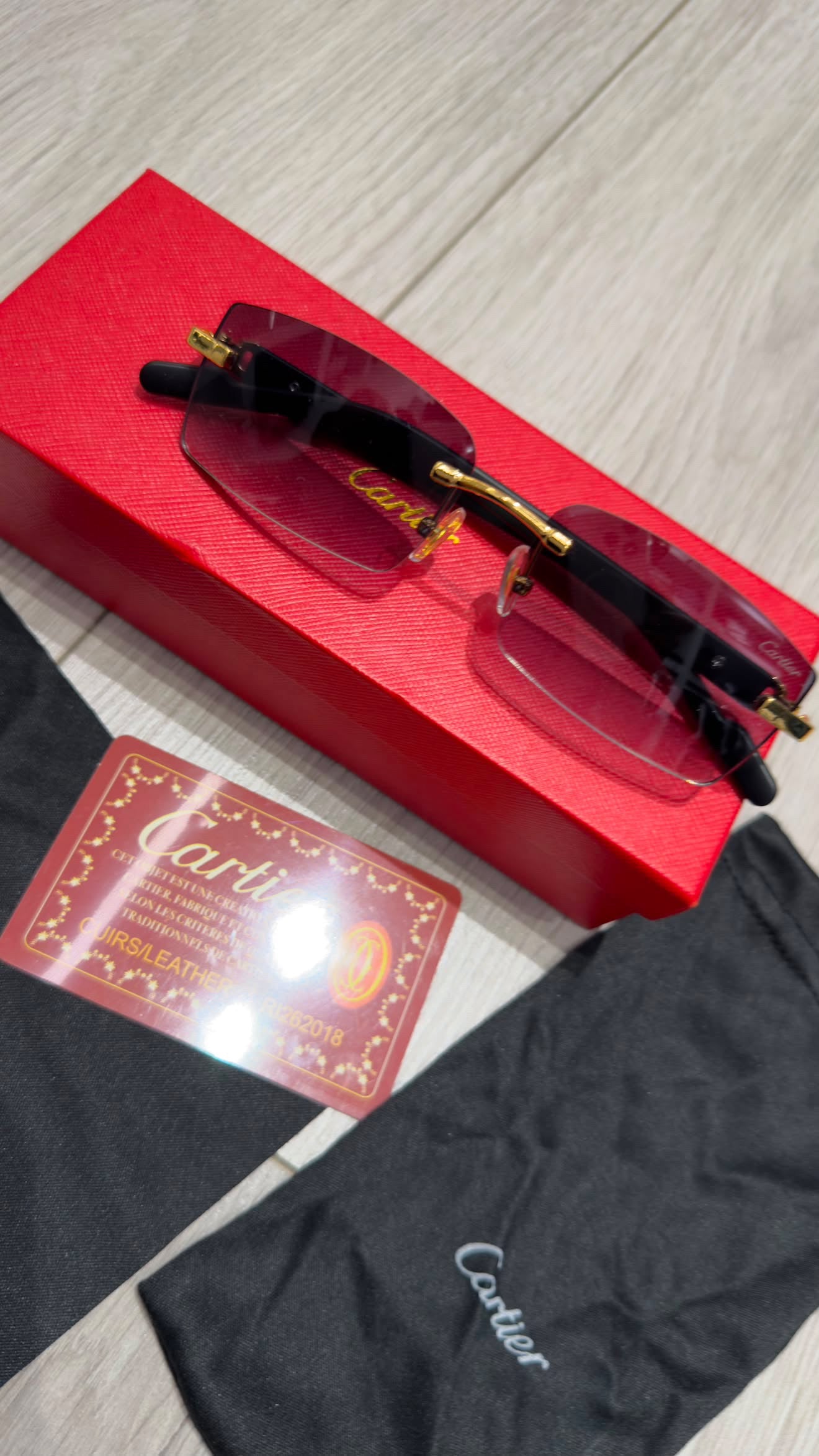 Cartier Rimless Γυαλιά Ηλίου με Μαύρους Φακούς