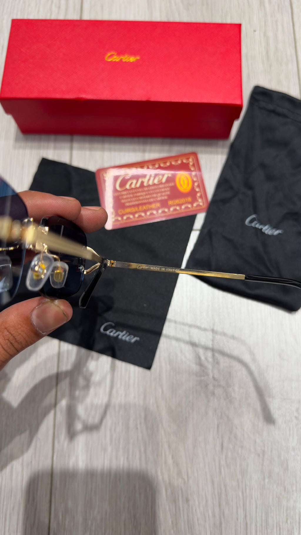 Cartier Rimless Γυαλιά Ηλίου με Μαύρους Φακούς