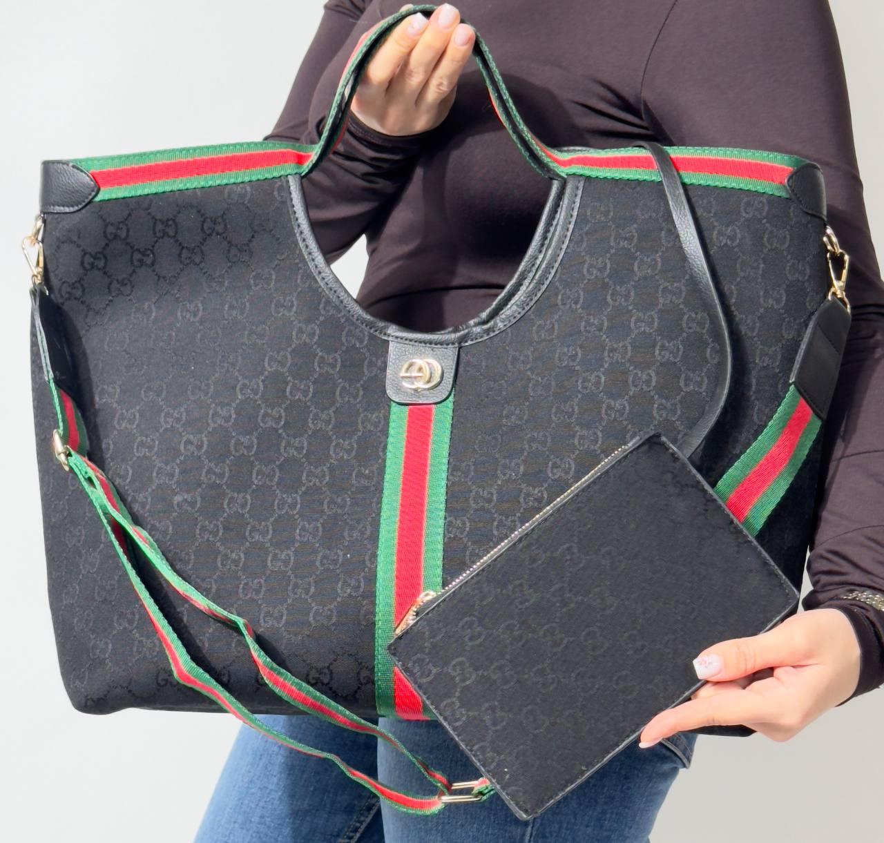 Gucci GIGLIO Tote Large - Μαύρη Canvas