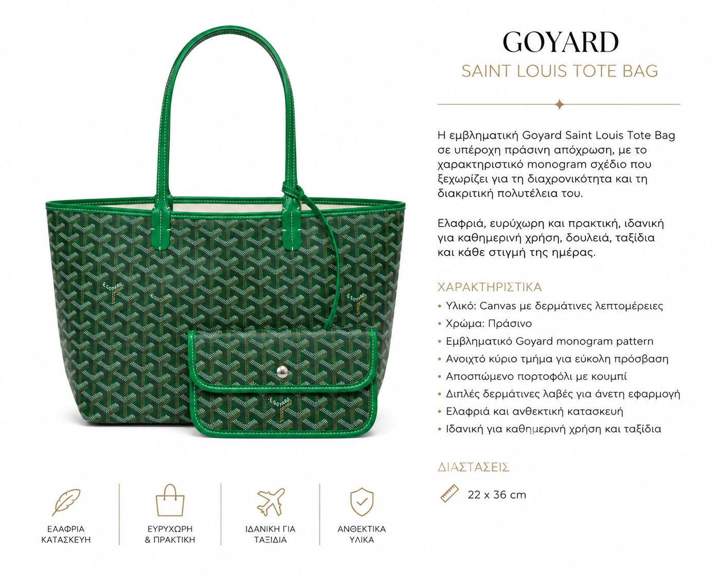 Goyard Saint Louis Tote Bag Πράσινη – Small