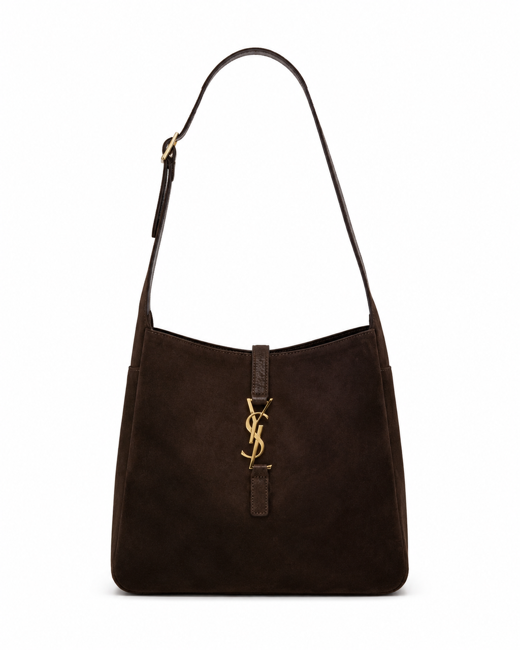 YSL Saint Laurent LE 5 À 7 supple small Suede με Νεσεσέρ – Καφέ Σοκολατί