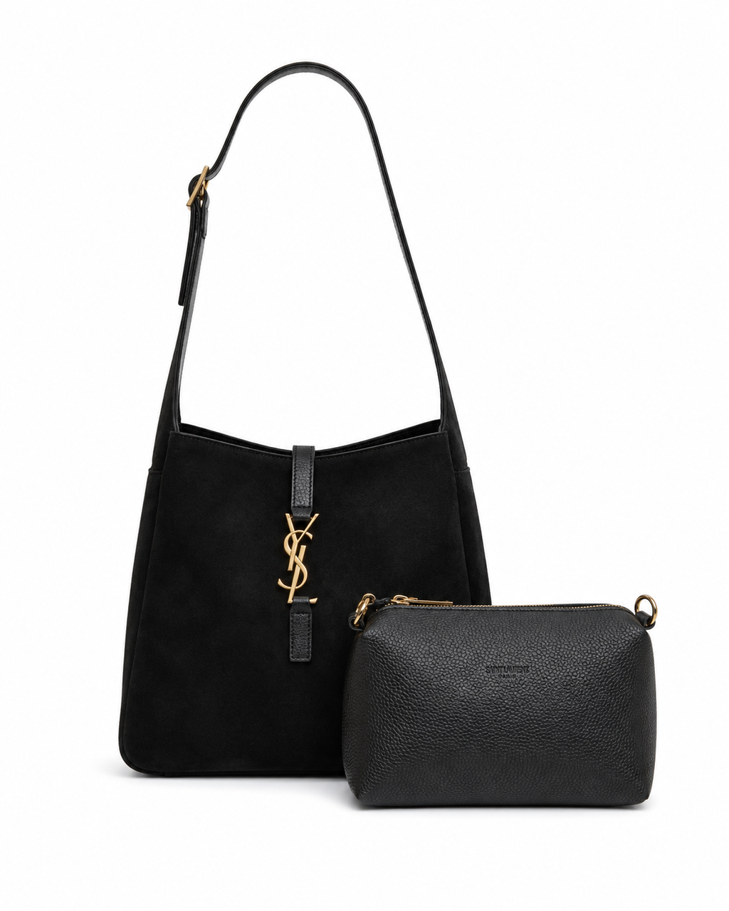 YSL Saint Laurent LE 5 À 7 supple Suede με Νεσεσέρ – Μαύρη