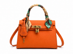 Hermès Mini Kelly Black Bag με Twilly – Orange