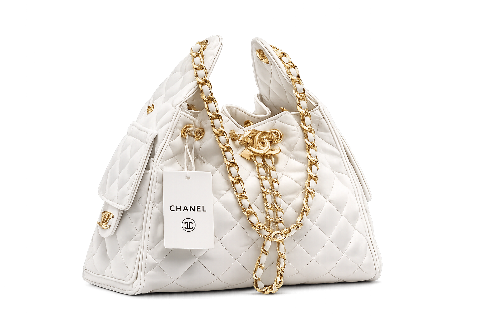 CHANEL 25 Μαύρη Τσάντα - Άσπρη Medium