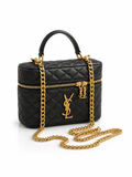 YSL Saint Laurent Vanity Quilted Bag Shiny Black Gold