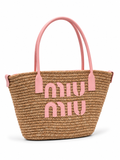 Miu Miu  Ψάθινη Καλοκαιρινη Tote Bag - Ροζ