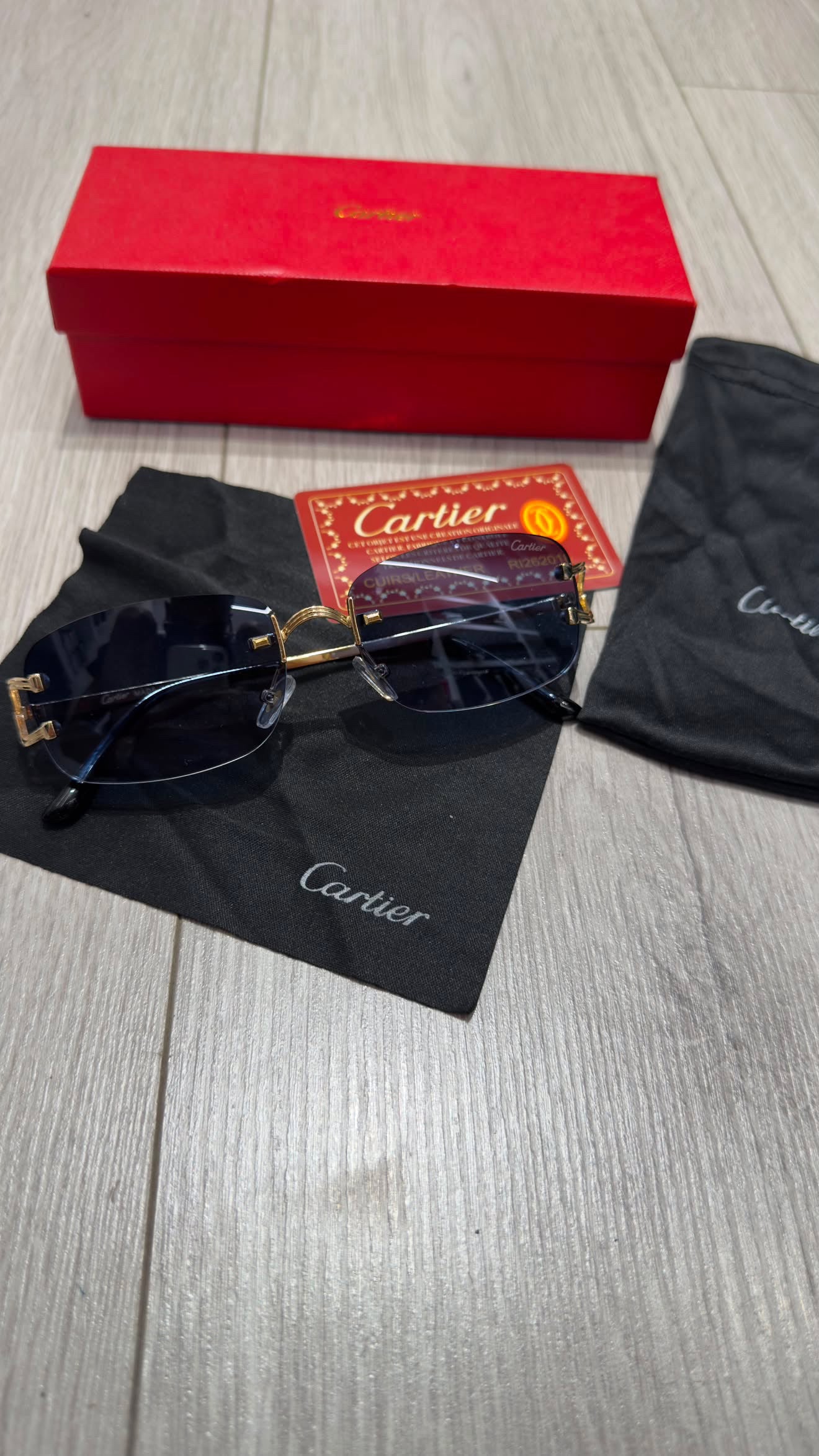 Cartier Rimless Γυαλιά Ηλίου με Μαύρους Φακούς