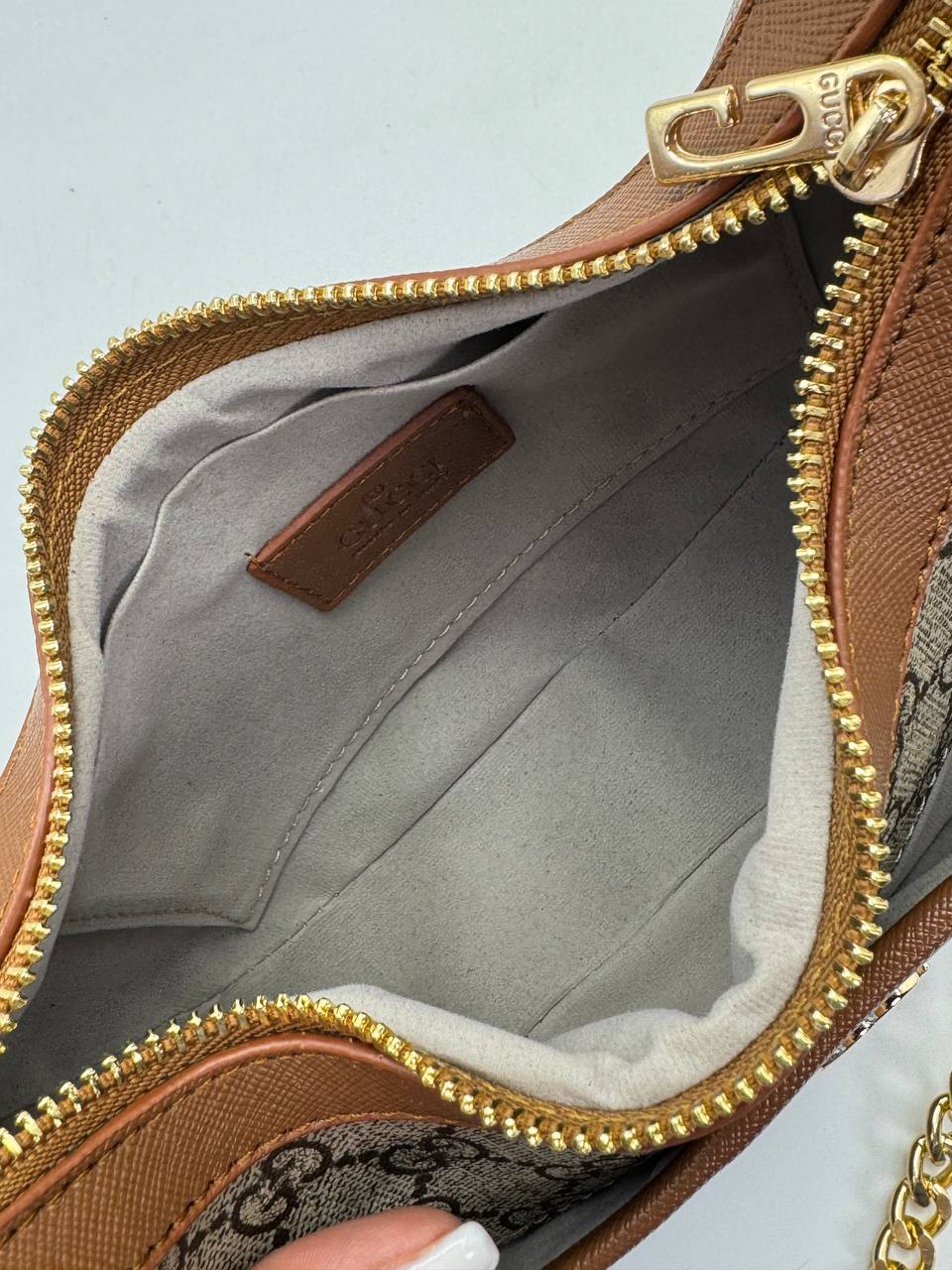 Gucci GG Half Moon Shoulder Bag - Beige