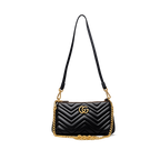Gucci GG Marmont Matelassé black με αλυσίδα και λουράκι