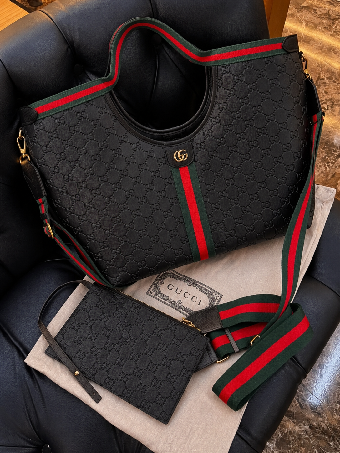 Gucci GIGLIO Tote Large - Μαύρο