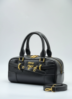 Miu Miu Mini Leather Handbag with Strap – Black