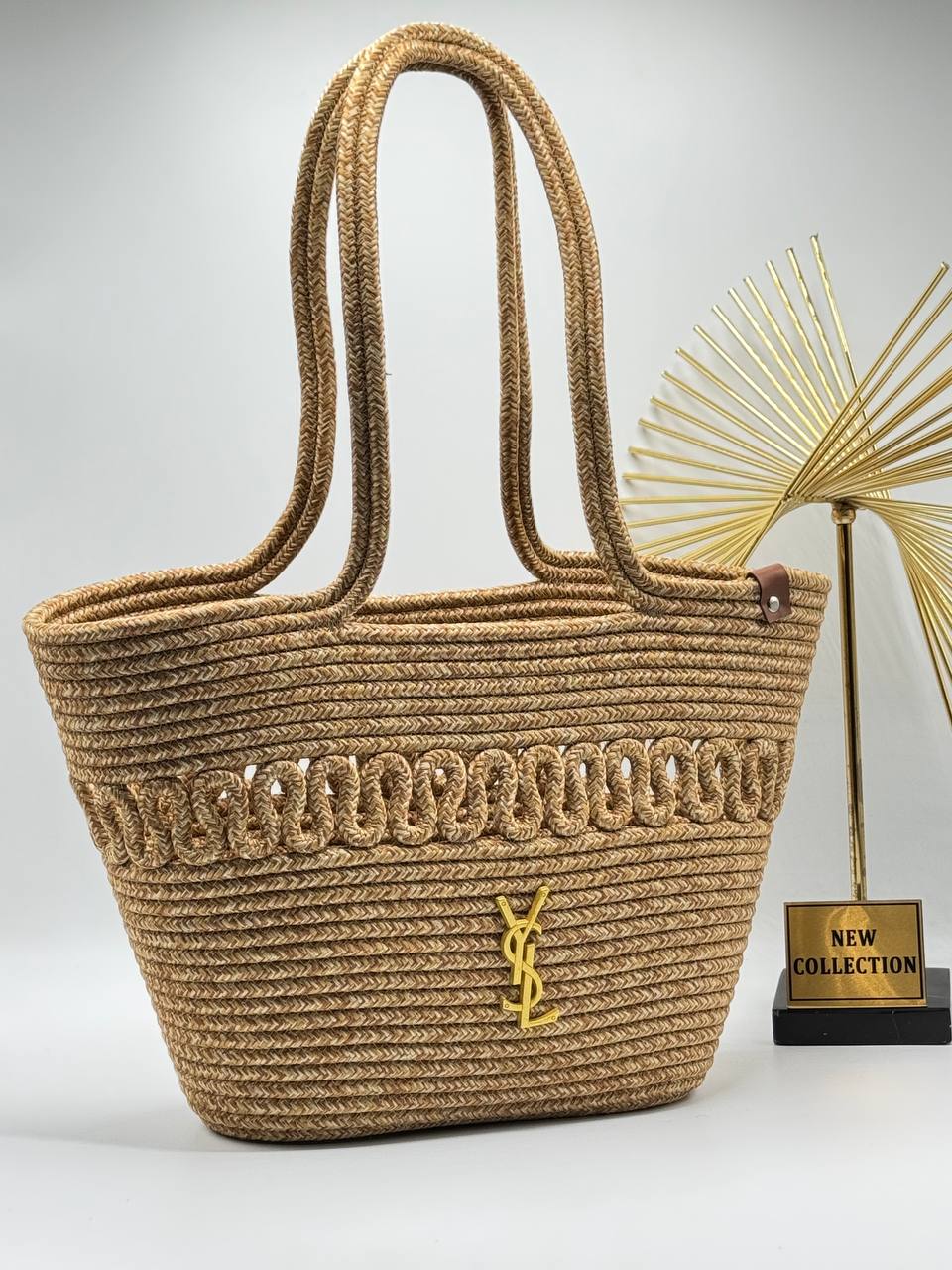 YSL Saint Laurent Ψάθινη Καλοκαιρινη Tote Bag - Natural