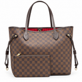 Louis Vuitton Neverfull MM Damier Ebene με νεσεσέρ σε λευκό φόντο