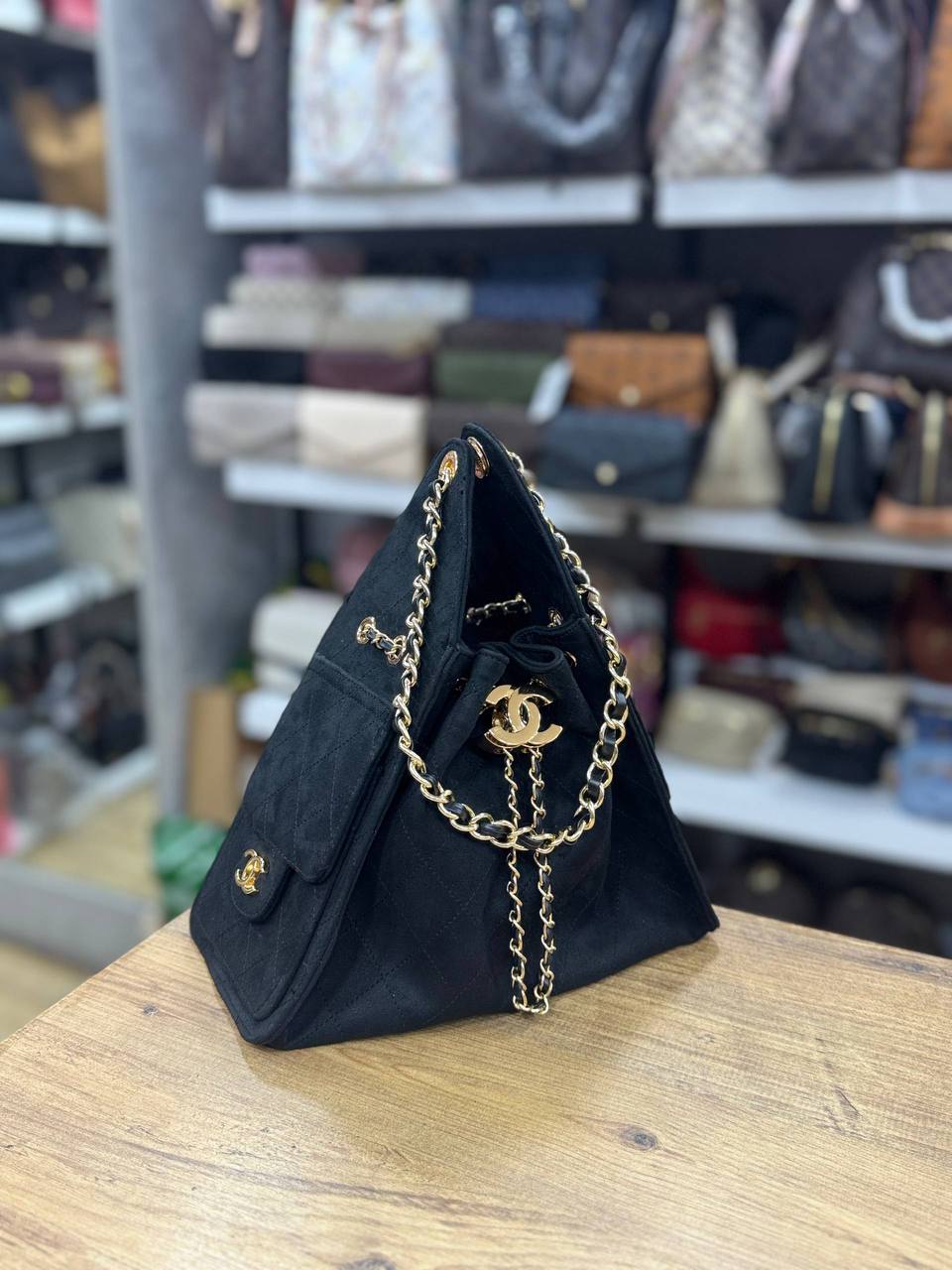 Chanel 25 Black Suede