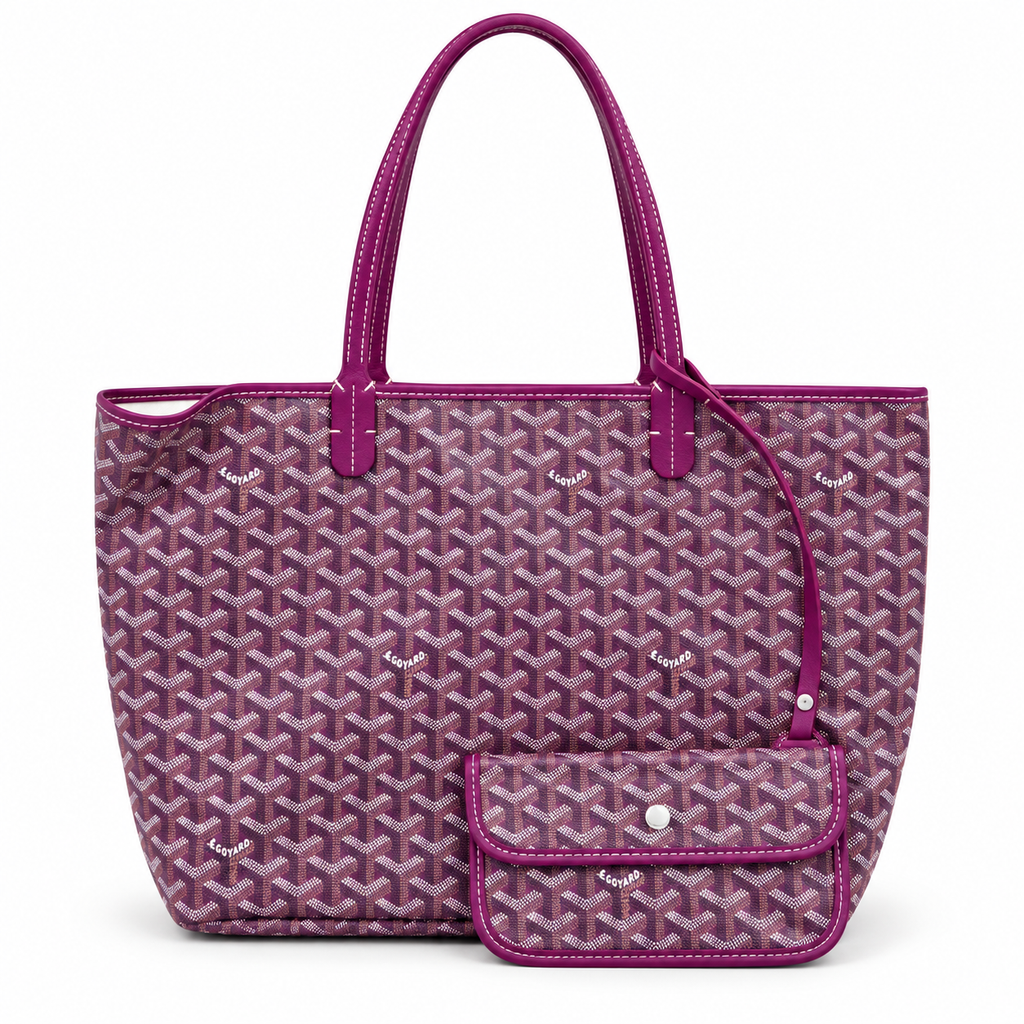 Μωβ Goyard tote με τσαντάκι – λευκό φόντο
