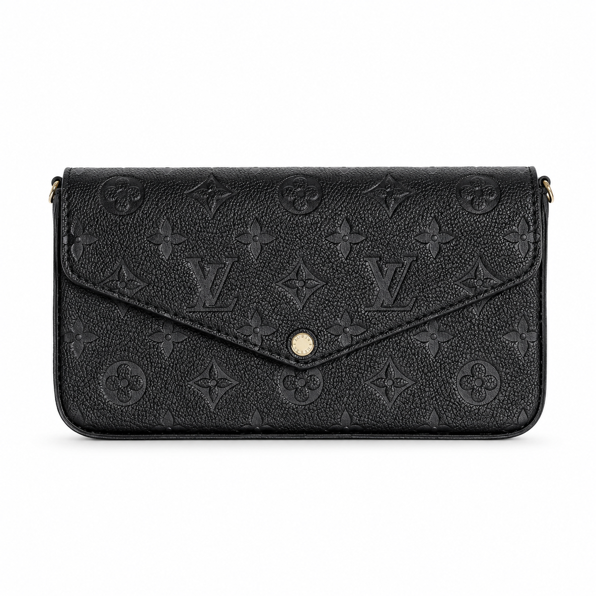 Louis Vuitton Félicie Pochette μαύρη Monogram Empreinte σε λευκό φόντο