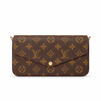Louis Vuitton Félicie Pochette καφέ Monogram σε λευκό φόντο