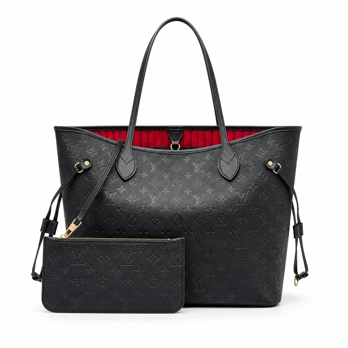 Louis Vuitton Neverfull MM μαύρη Monogram Empreinte με αποσπώμενο νεσεσέρ