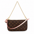 Louis Vuitton Pochette Accessoires Monogram με ροζ λουράκι 23,5 × 13,5 × 4 cm