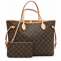 Louis Vuitton Tote Bag Neverfull με νεσεσέρ σε λευκό φόντο