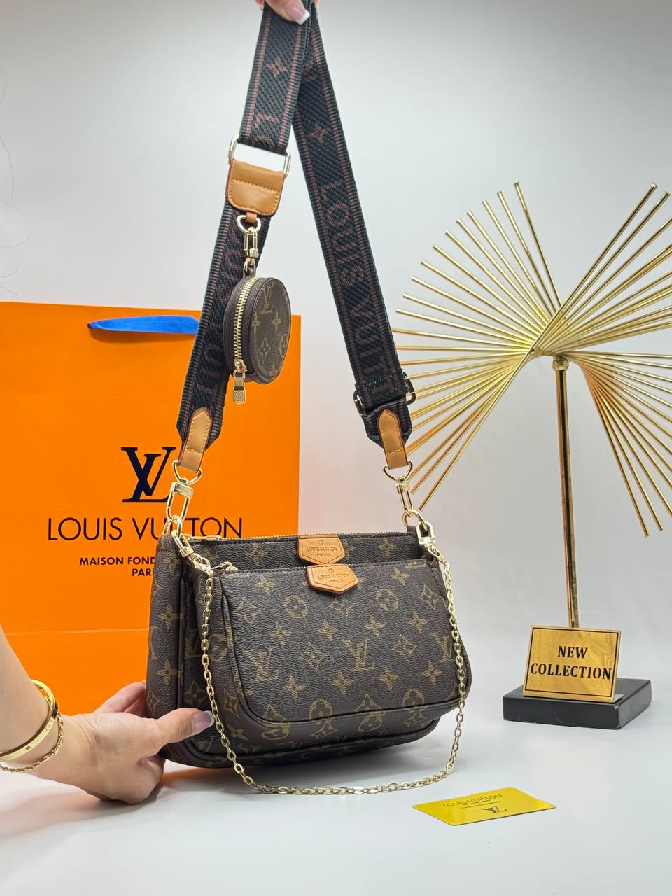 Louis Vuitton monogram με δύο pochettes και στρογγυλό τσαντάκι