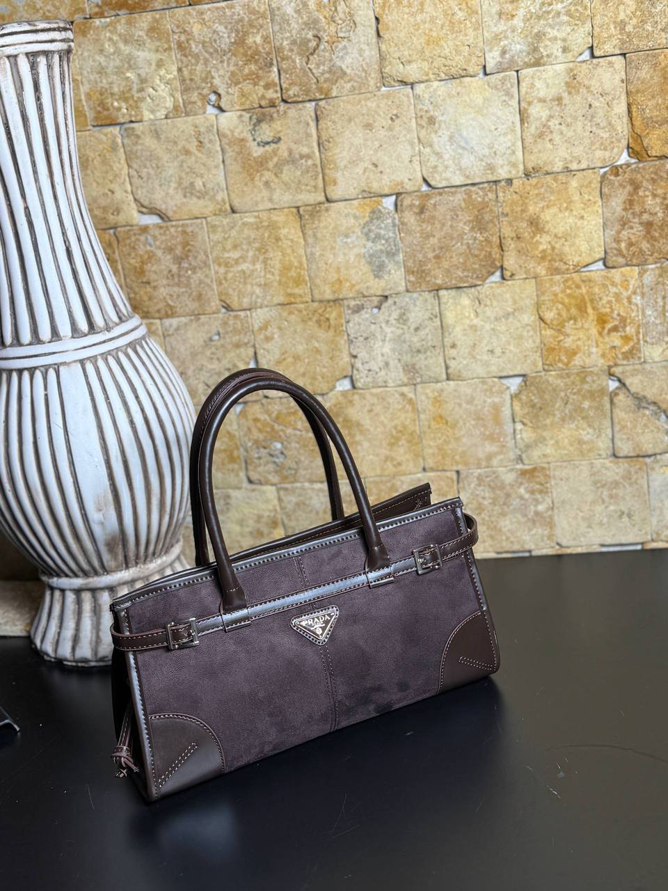 Αρχική φωτογραφία καφέ τσάντας χειρός Prada