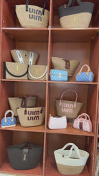 YSL Ψάθινη Tote Τσάντα – Natural & White| Καλοκαιρινή Oversized Τσάντα Ώμου