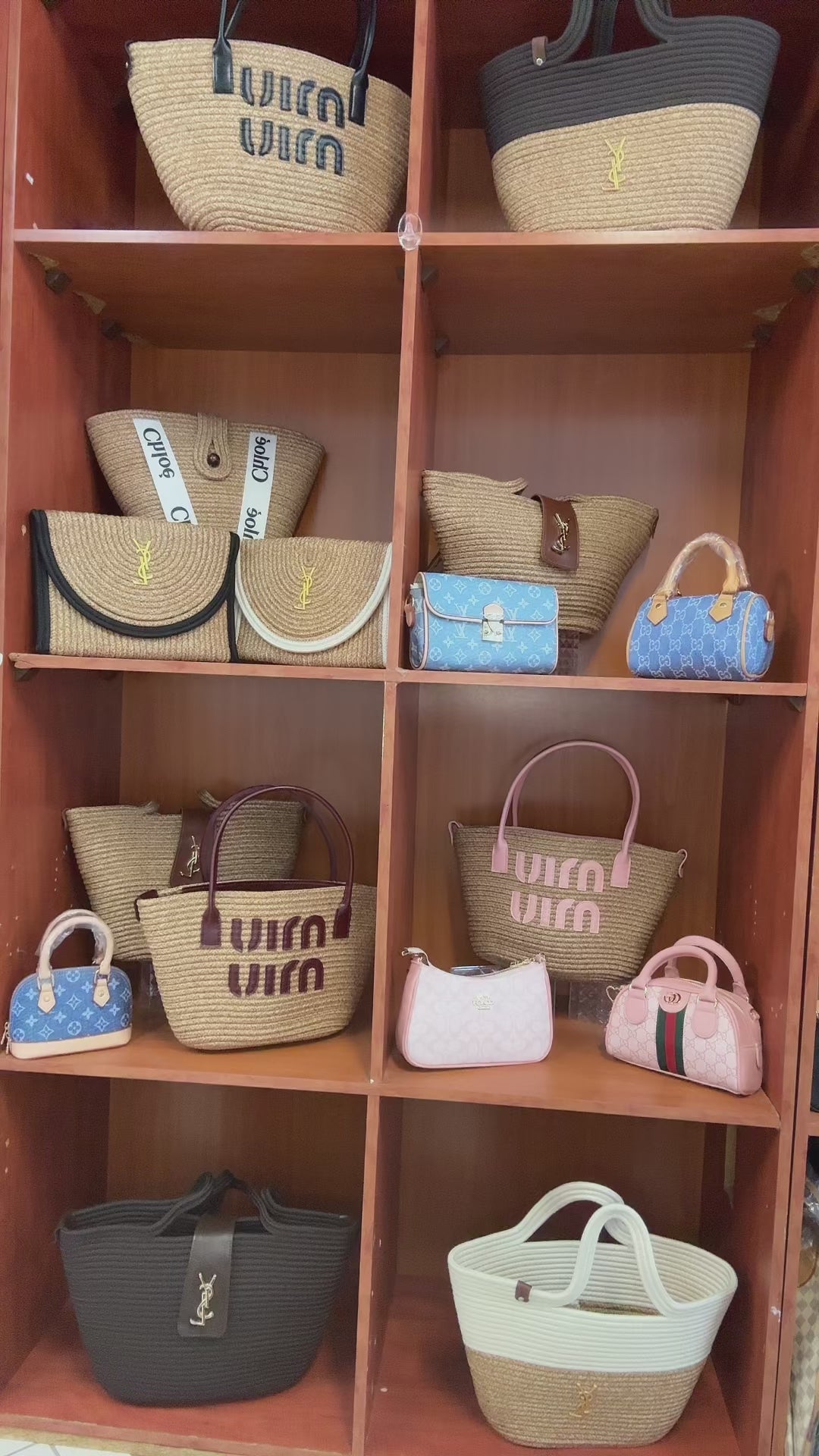 YSL Ψάθινη Tote Τσάντα – Natural & White| Καλοκαιρινή Oversized Τσάντα Ώμου