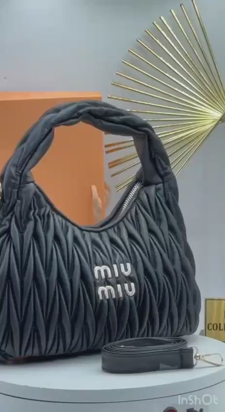 Miu Miu Mini Wander Matelassé Shoulder Bag - White