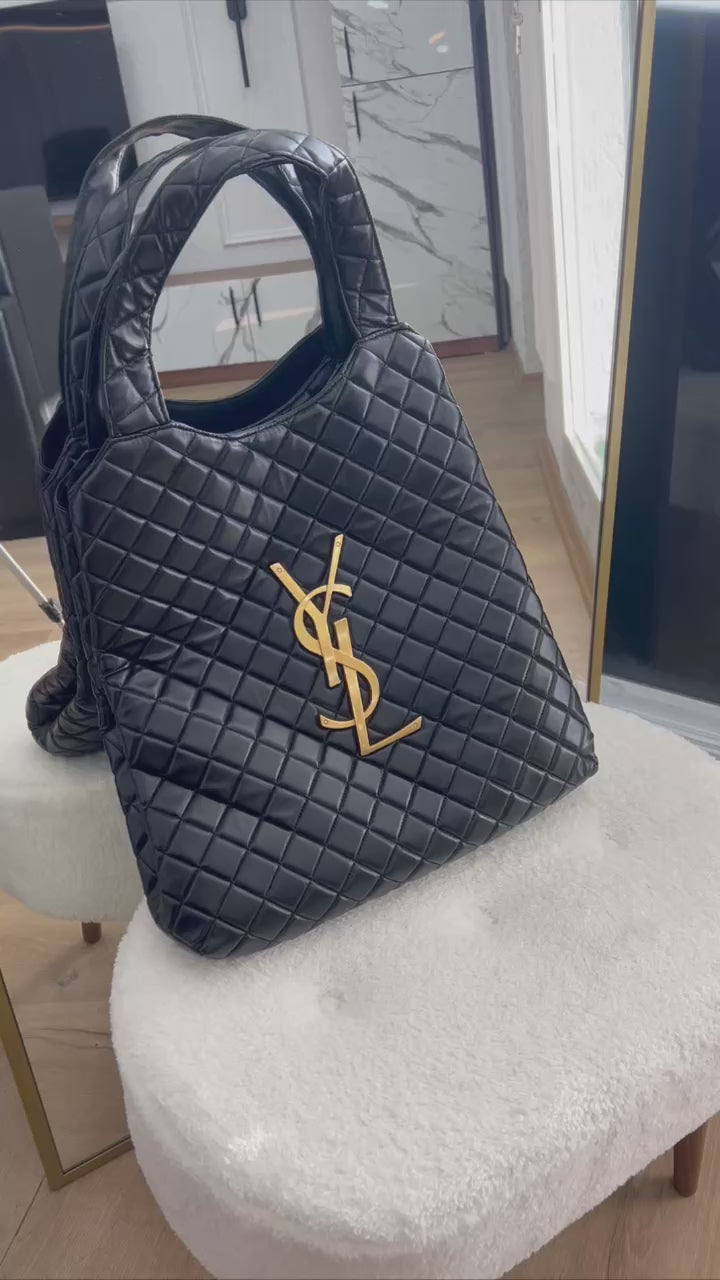 Saint Laurent Icare Maxi Μαύρη Καπιτονέ Τσάντα