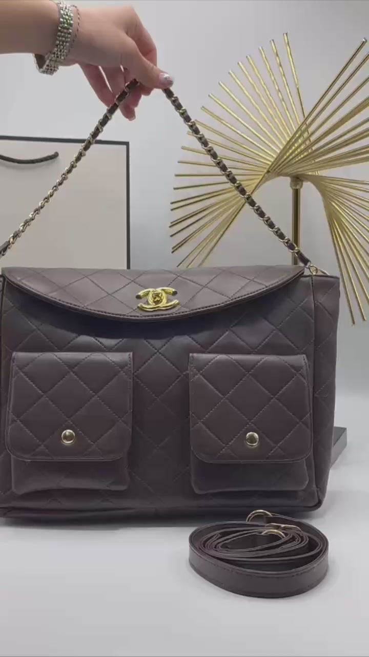 Chanel Supple Twins Hobo καπιτονέ τσάντα με δύο μπροστινές τσέπες
