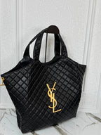 Saint Laurent Icare Maxi μαύρη καπιτονέ oversized τσάντα