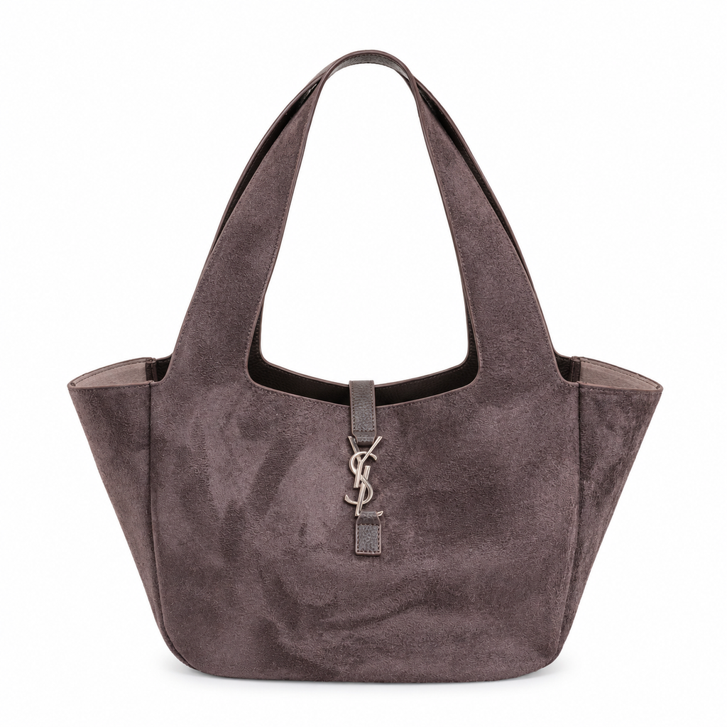 YSL Saint Laurent Le 5 À 7 Bea suede καφέ σοκολατί τσάντα ώμου 55 × 28 cm