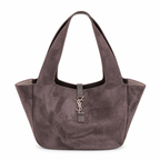 YSL Saint Laurent Le 5 À 7 Bea suede καφέ σοκολατί τσάντα ώμου 55 × 28 cm