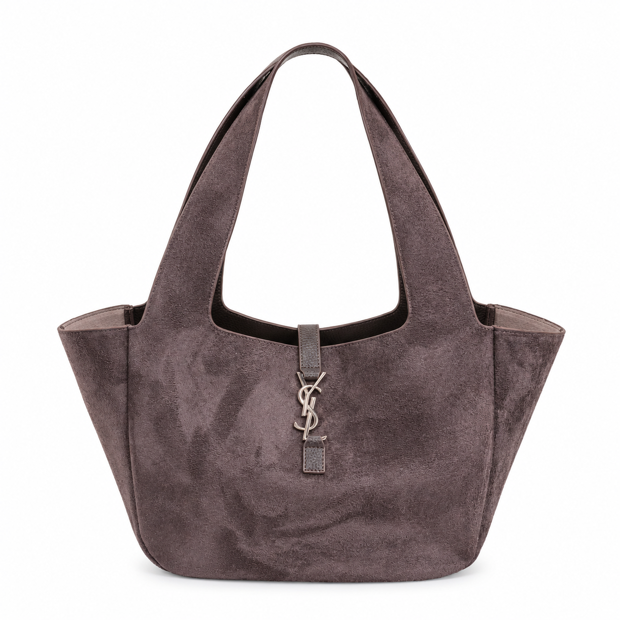 YSL Saint Laurent Le 5 À 7 Bea suede καφέ σοκολατί τσάντα ώμου 55 × 28 cm