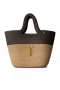 YSL Ψάθινη Tote Τσάντα – Natural & Brown| Καλοκαιρινή Oversized Τσάντα Ώμου